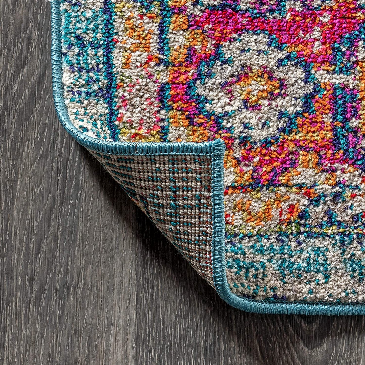 Bohemian Boho Vintage Medallion Blue/Red Rug
