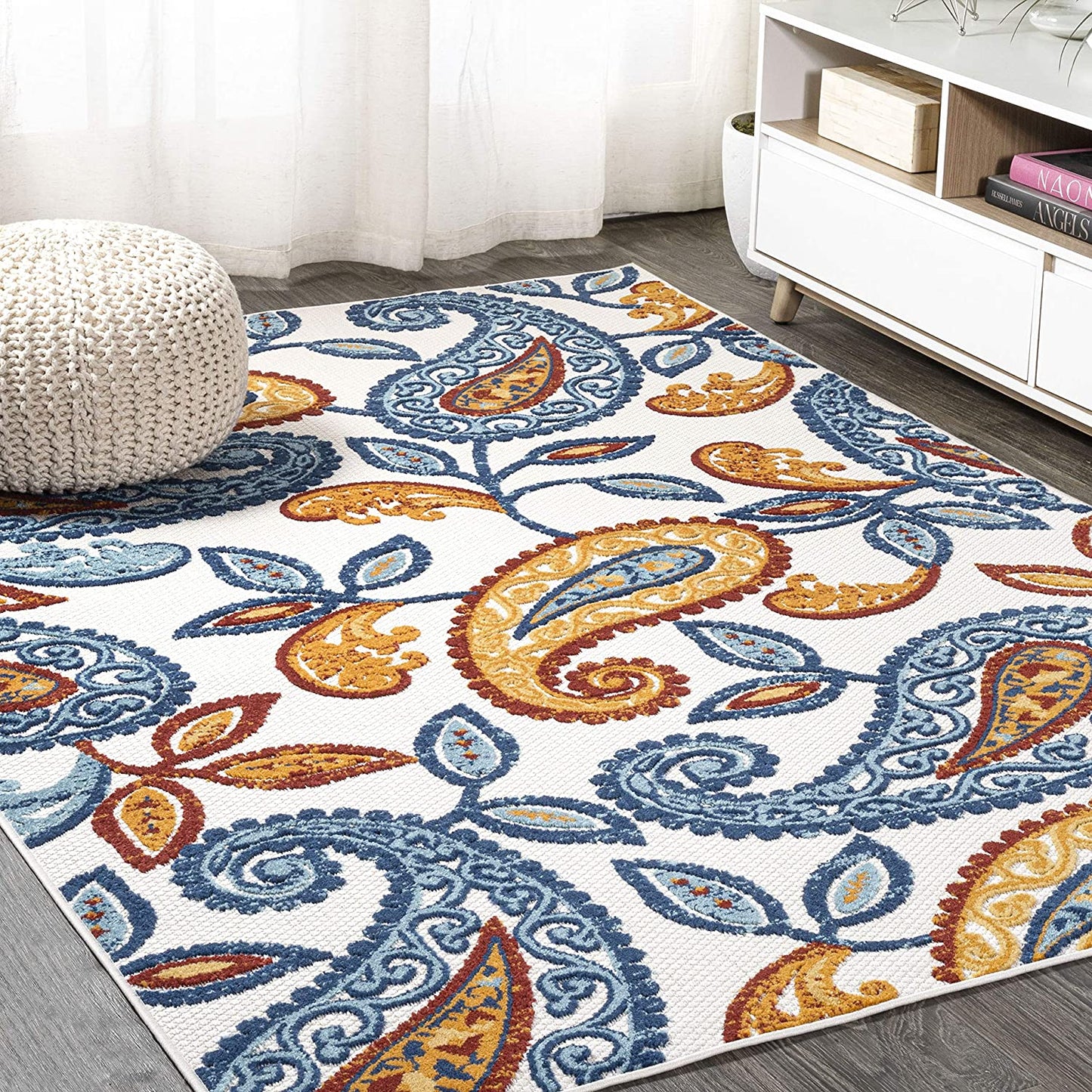 Julien Paisley High-Low Soft Area Rug Indoor Blue/Light Gray