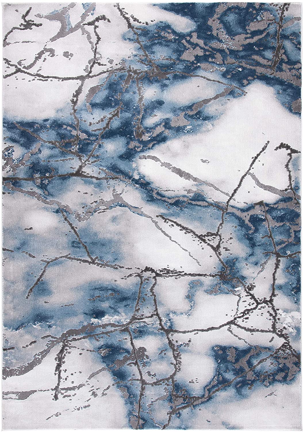 Modern Abstract Area Rug, Grey Blue