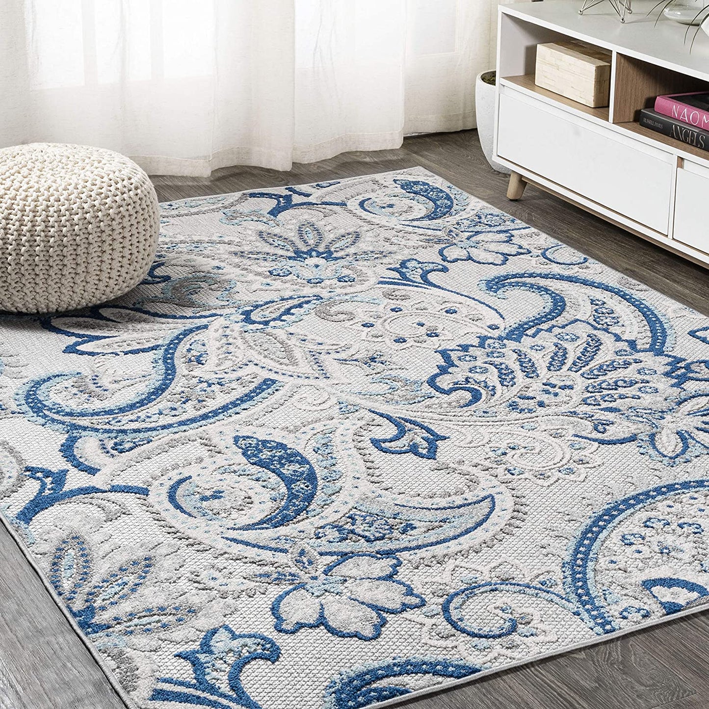 Gordes Paisley Indoor/Outdoor Area Rug Light Gray/Blue