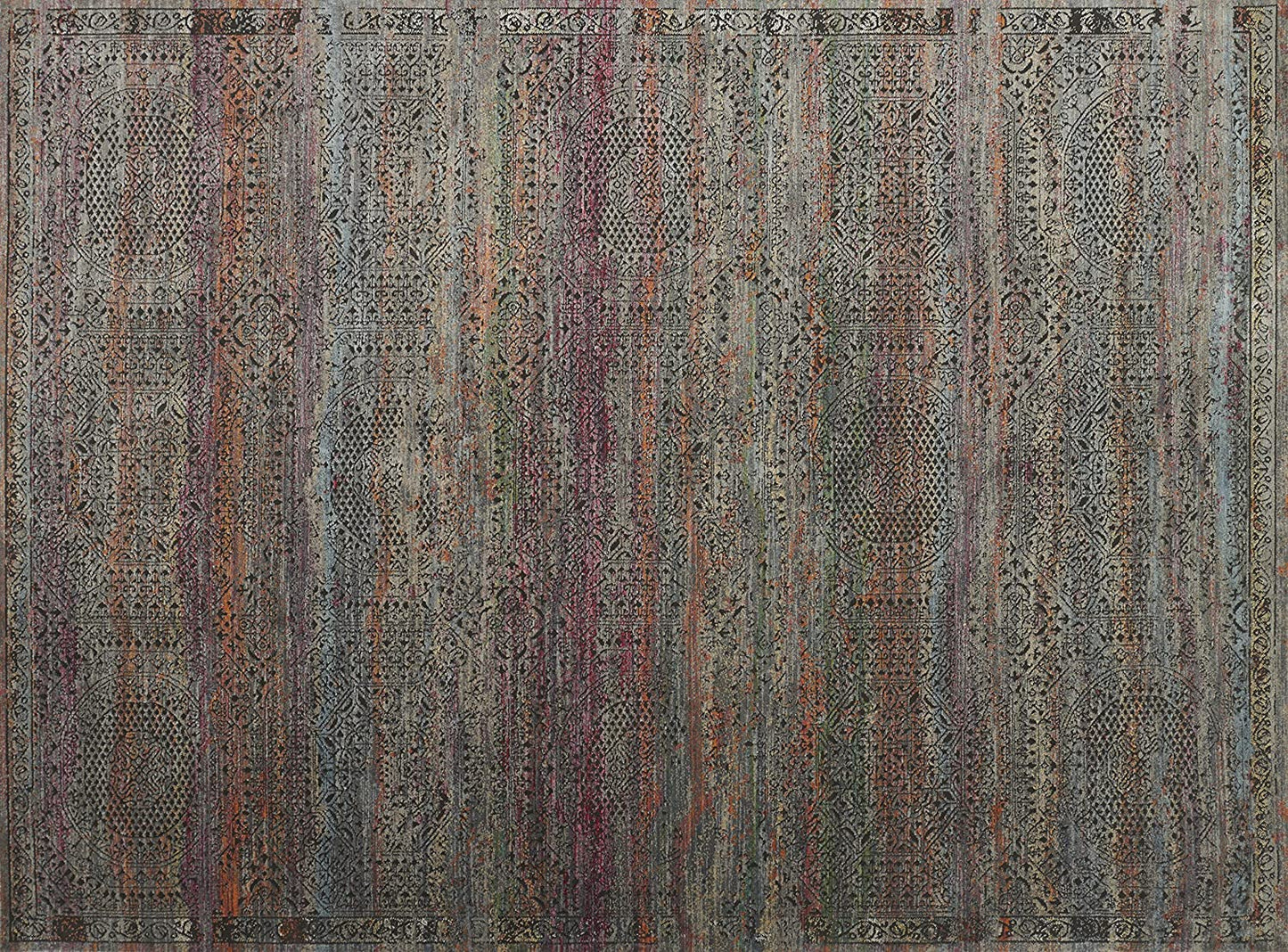 Javari Collection Distressed Modern Soft Area Rug Charcoal / Suns