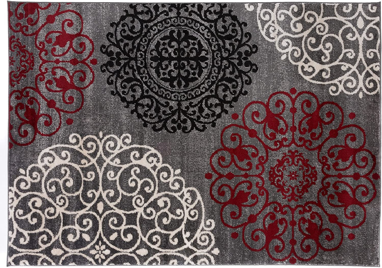 Contemporary Modern Floral Area Rug Black