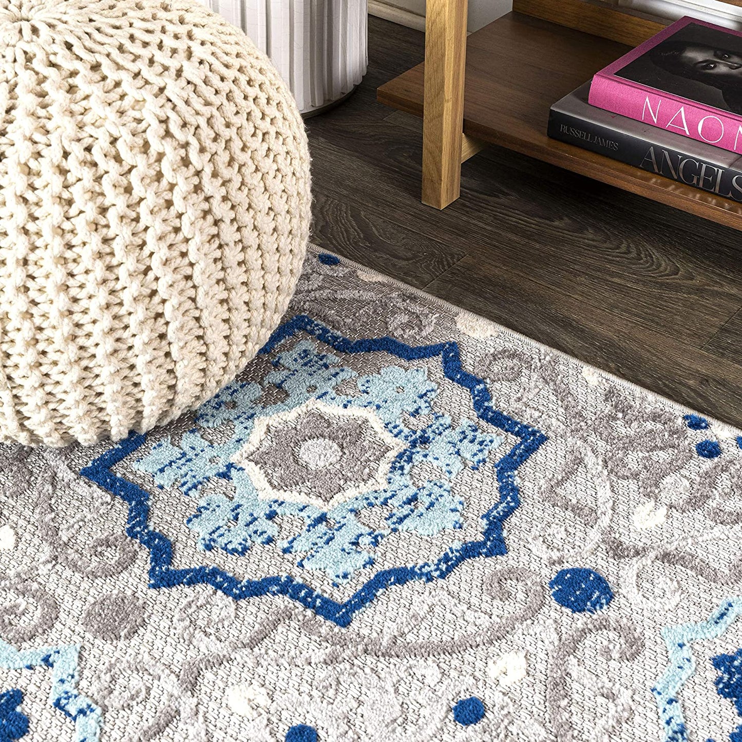 Mediterranean Medallion Boho Soft Area Rug Blue/Gray