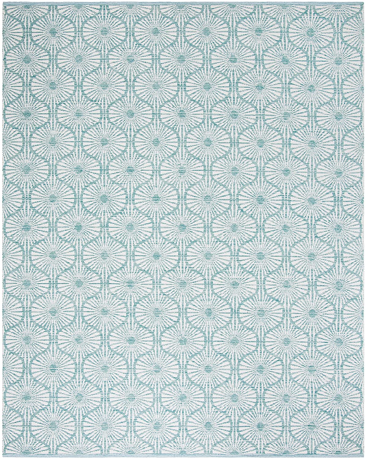 Montauk Collection MTK606H Handmade Cotton Area Rug Aqua / Ivory