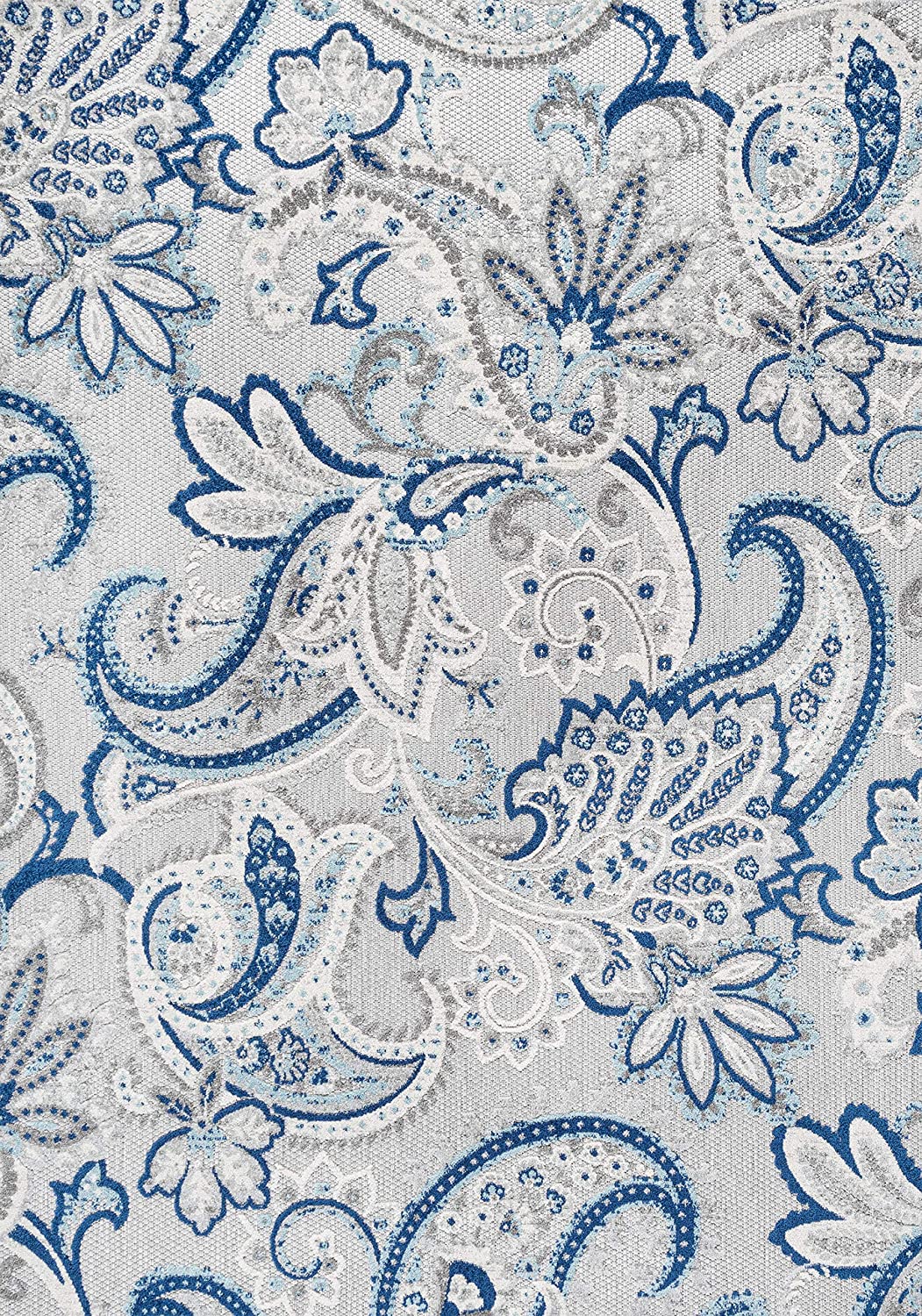 Gordes Paisley Indoor/Outdoor Area Rug Light Gray/Blue