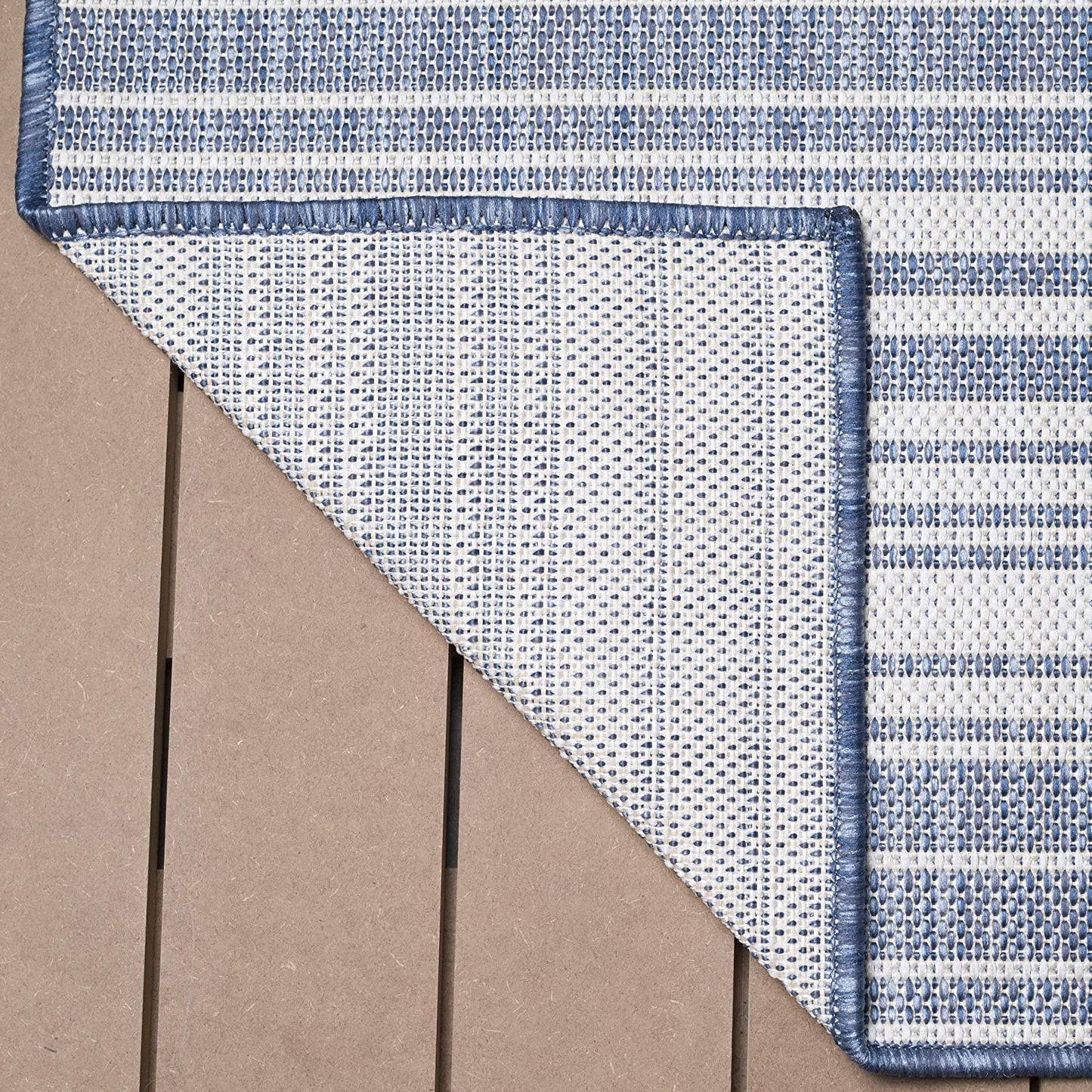 Modern Area Rugs for Indoor Outdoor Stripes - Blue / White