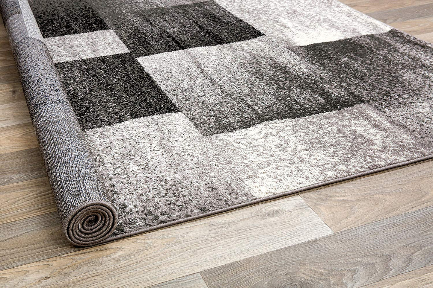 Geometric Gray Box Pattern Area Rugs