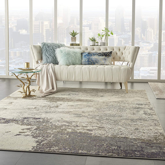 Modern Area Rug,  Ivory/Grey