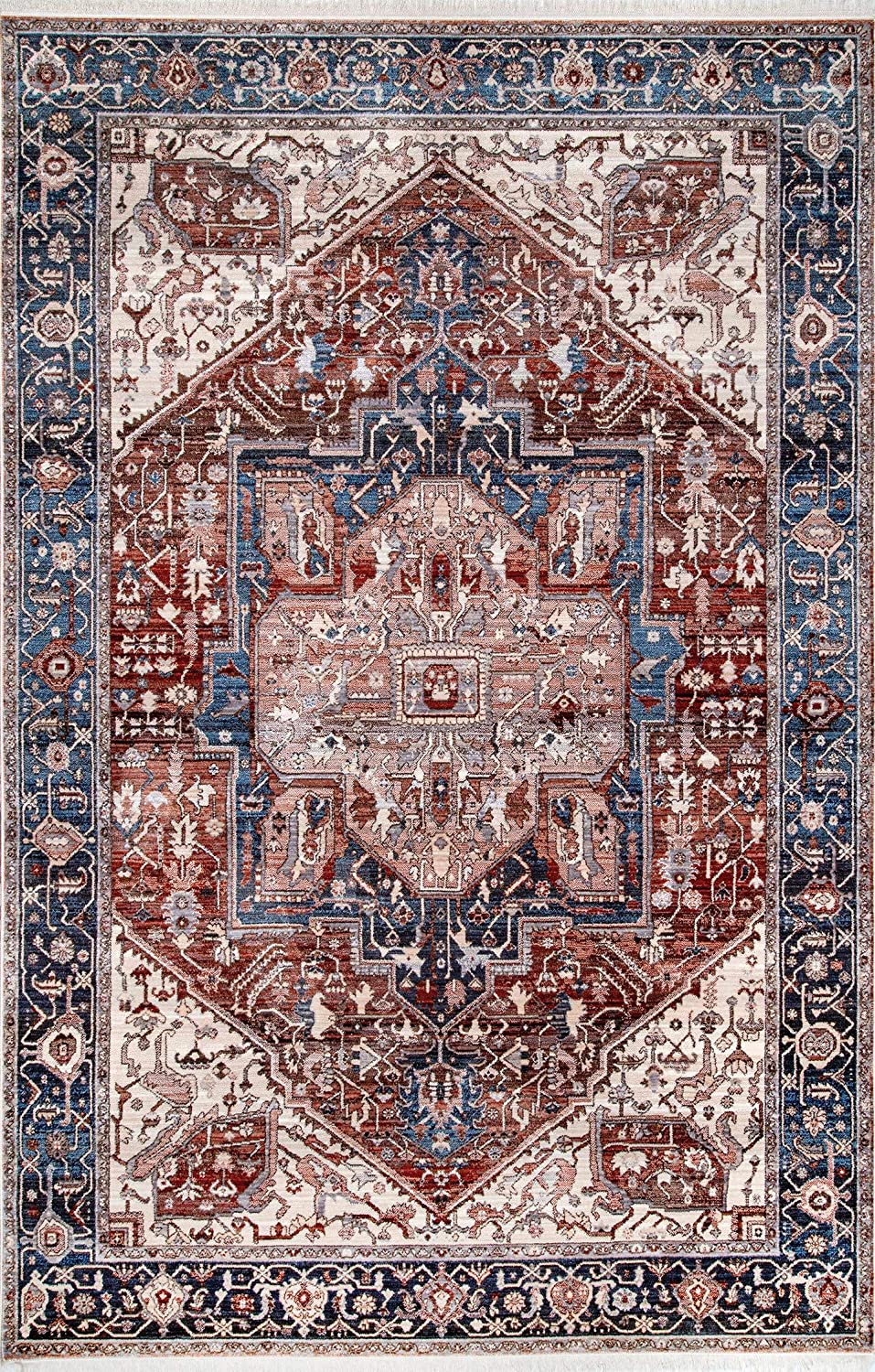 Medallion Fringe Blue Soft Area Rug