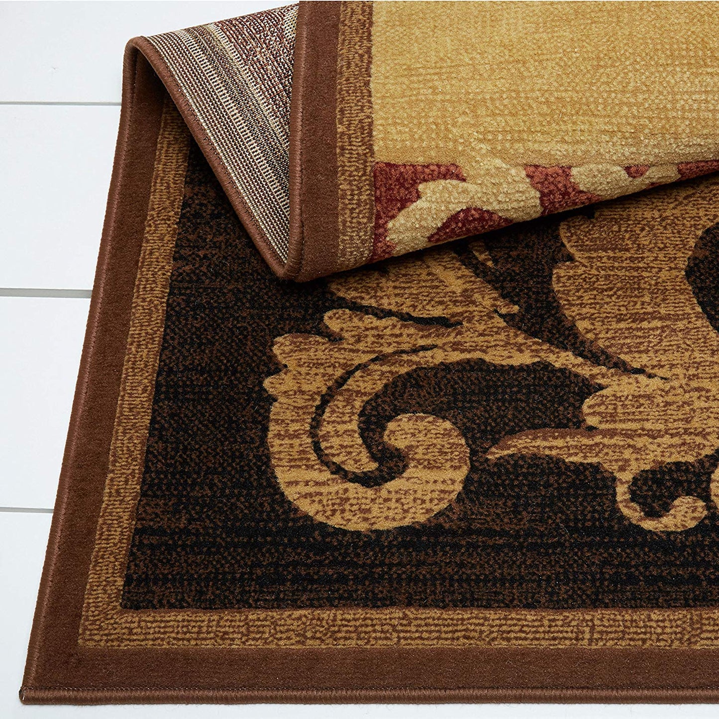 Contemporary Floral Brown Red Soft Area Rugs