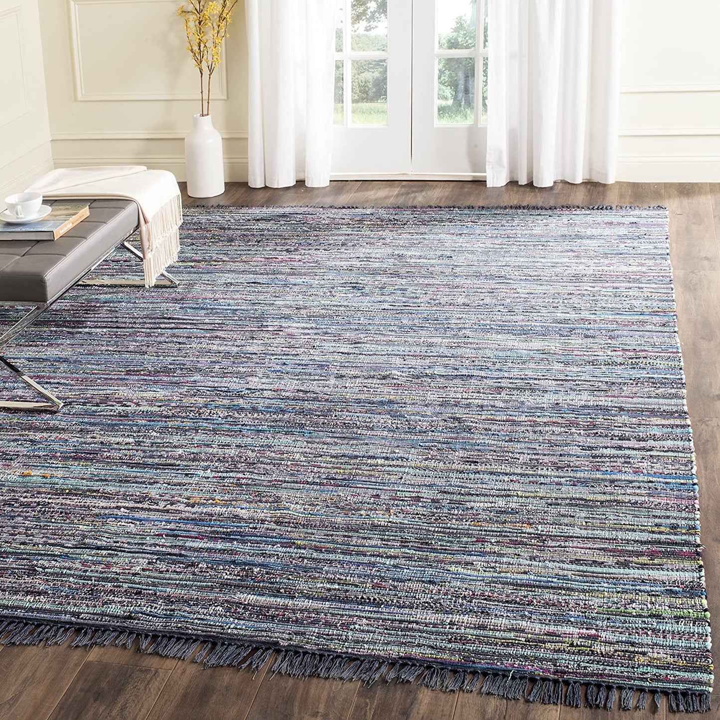 Hand Woven Ink and Multi Cotton Area Rug