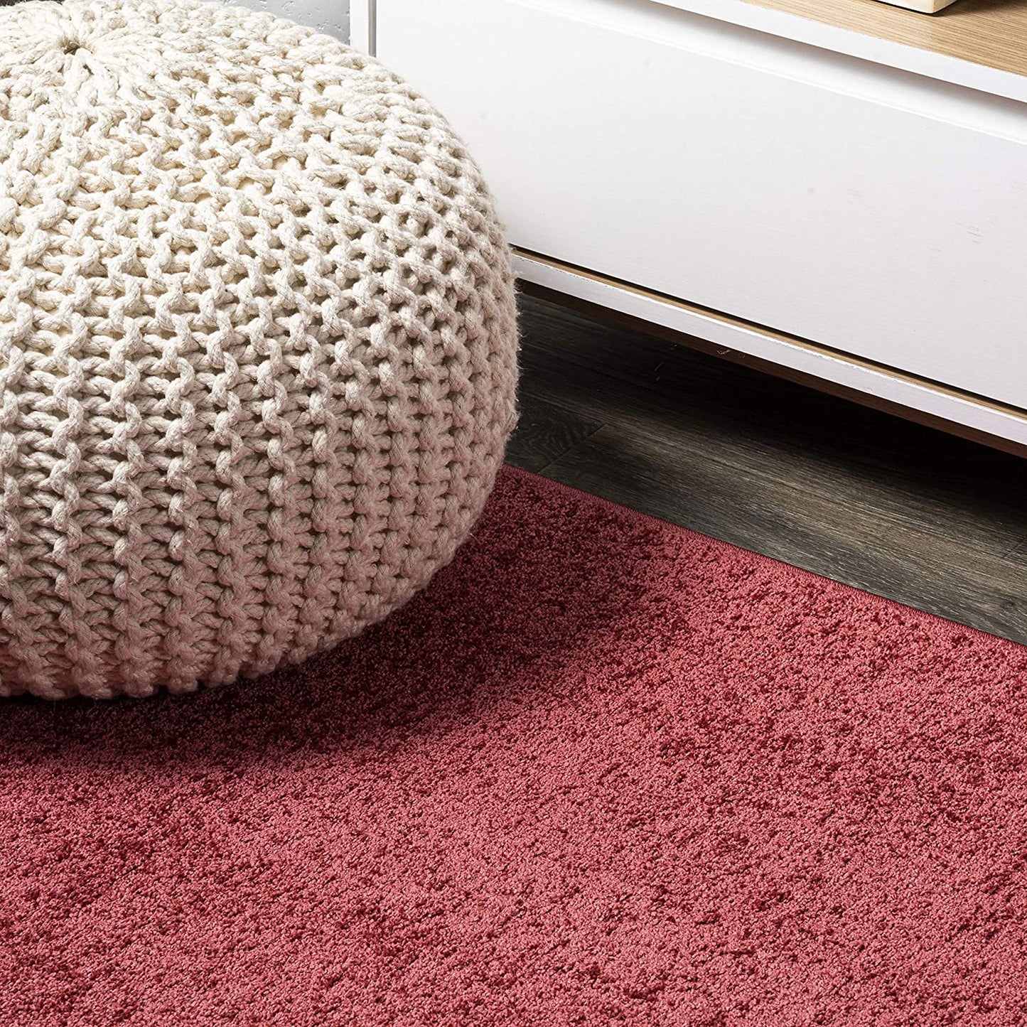 Haze Solid Low-Pile Red Soft Area Rug
