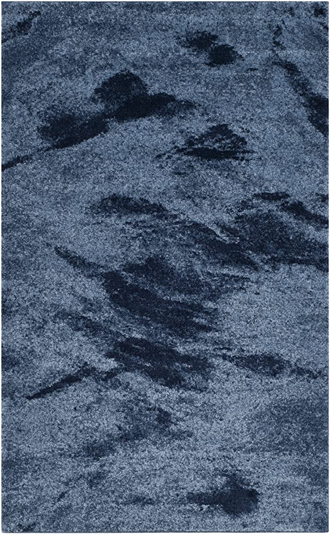 Light Blue and Blue Modern Area Rug