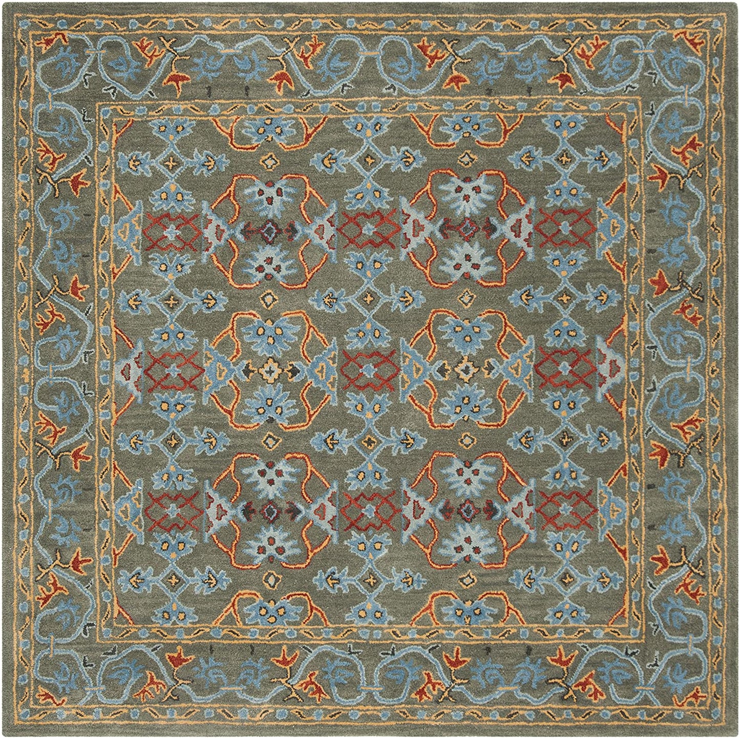 Heritage Collection Handmade Traditional Oriental Premium Wool Area Rug Sage / Blue