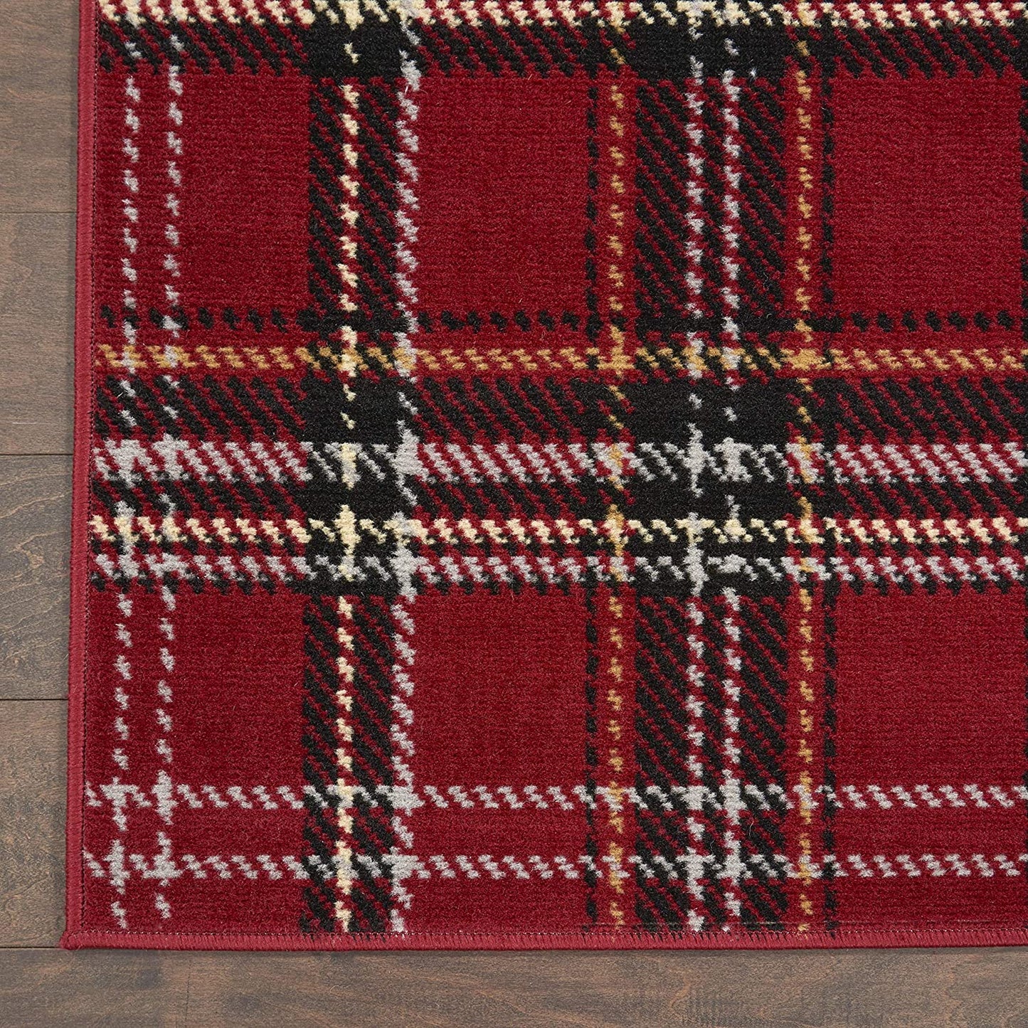 Grafix Plaid Red Black Soft Area Rug