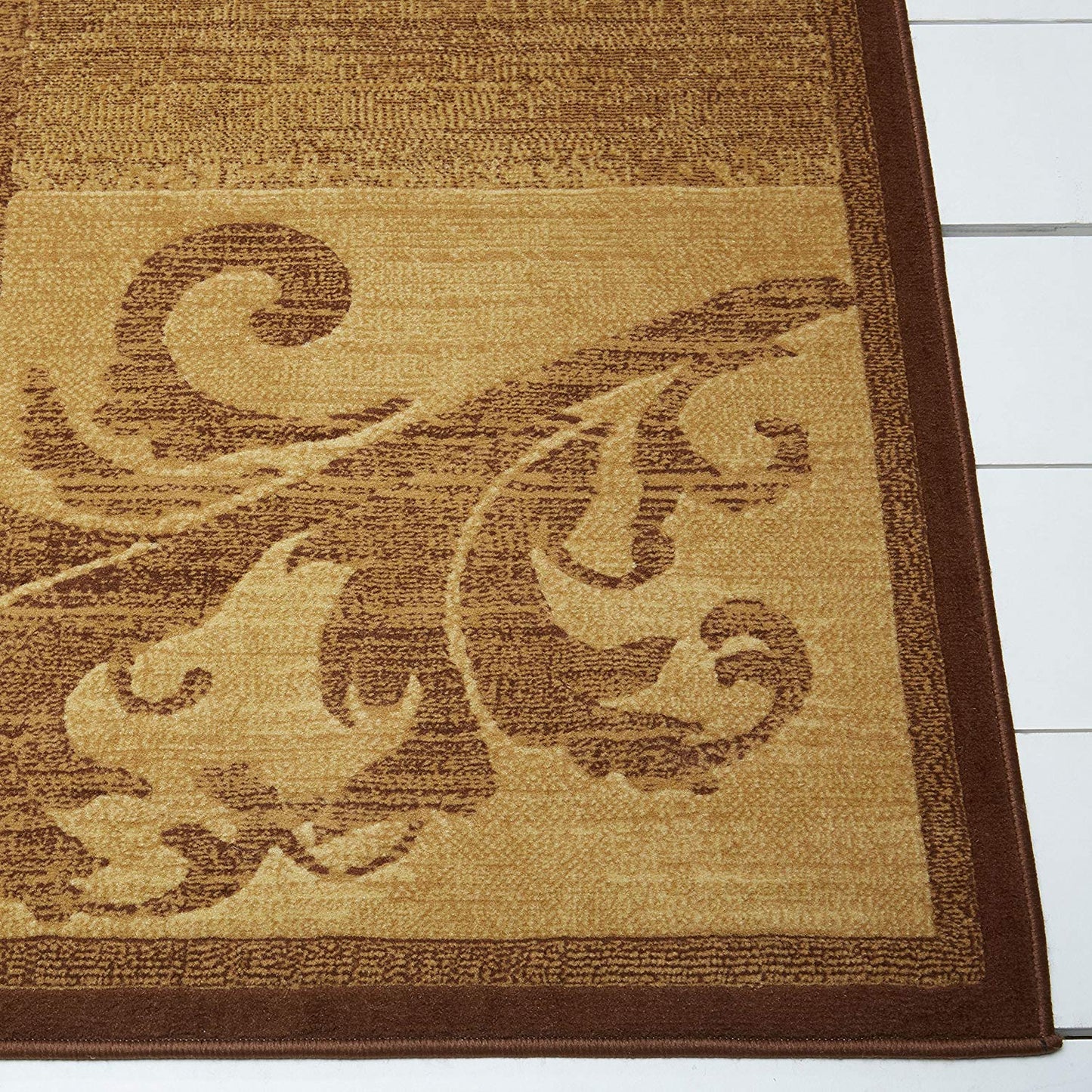 Contemporary Floral Brown Red Soft Area Rugs