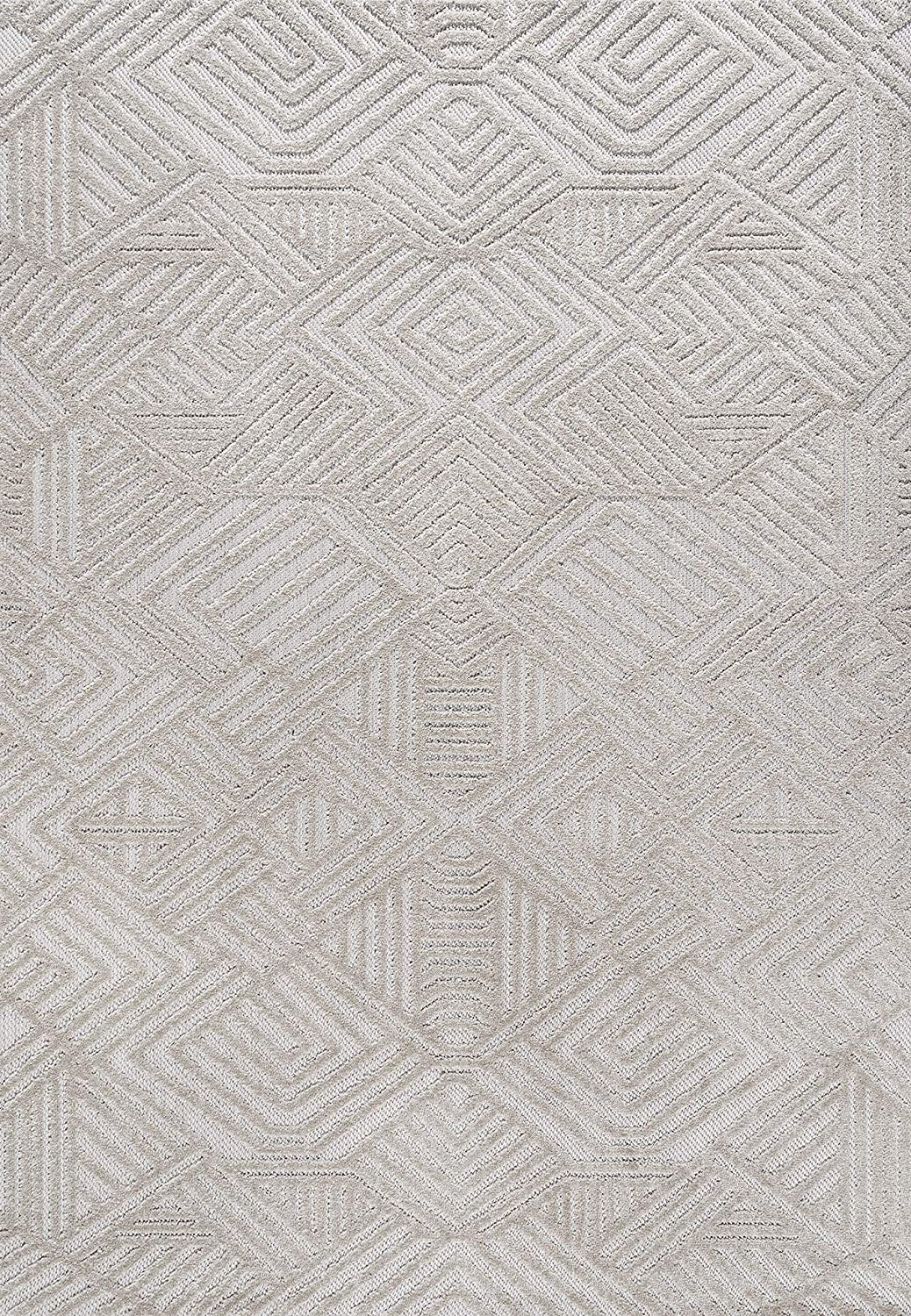 Art Deco Geometric Indoor/Outdoor Beige Area Rug