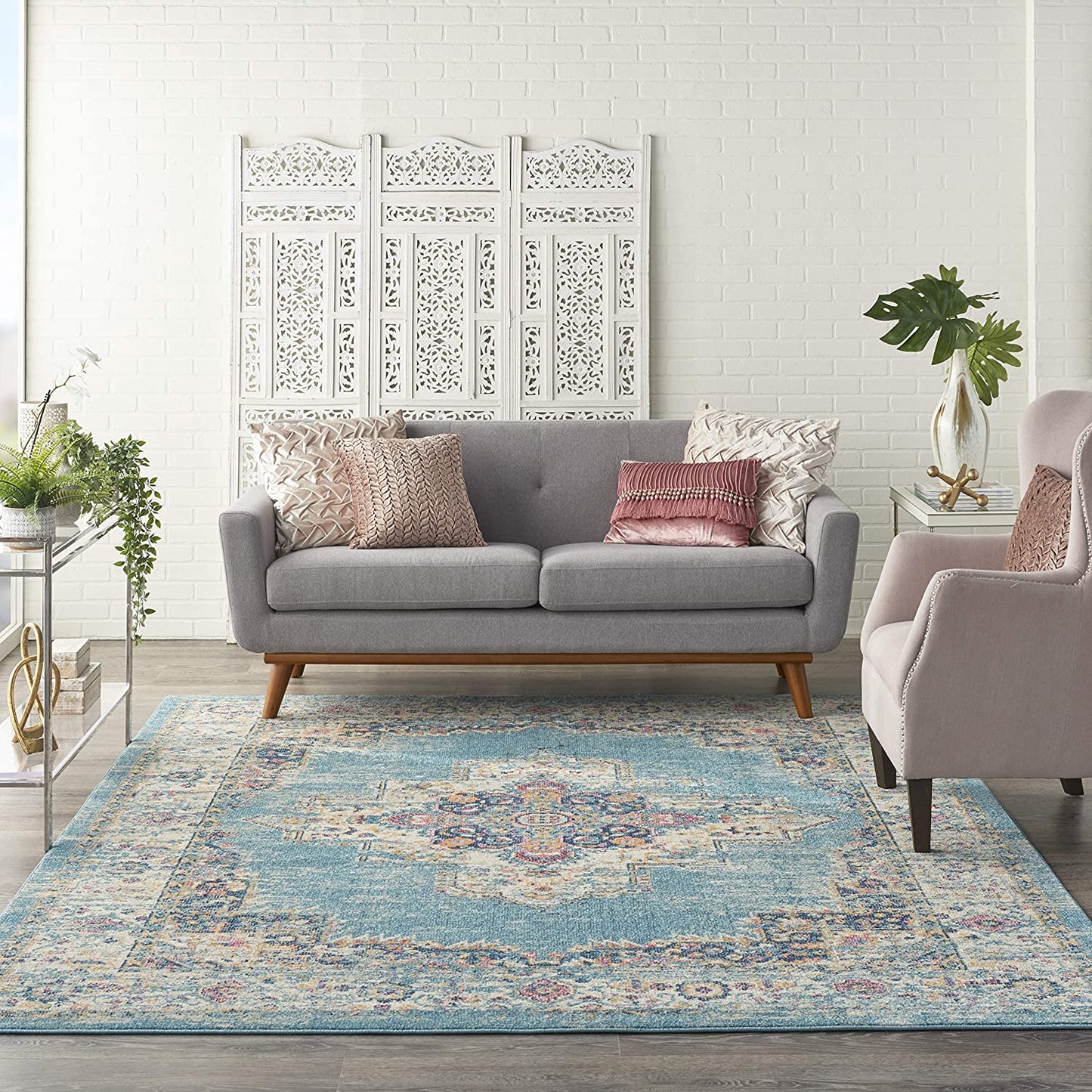 Chic Light Blue Area Rug Runner