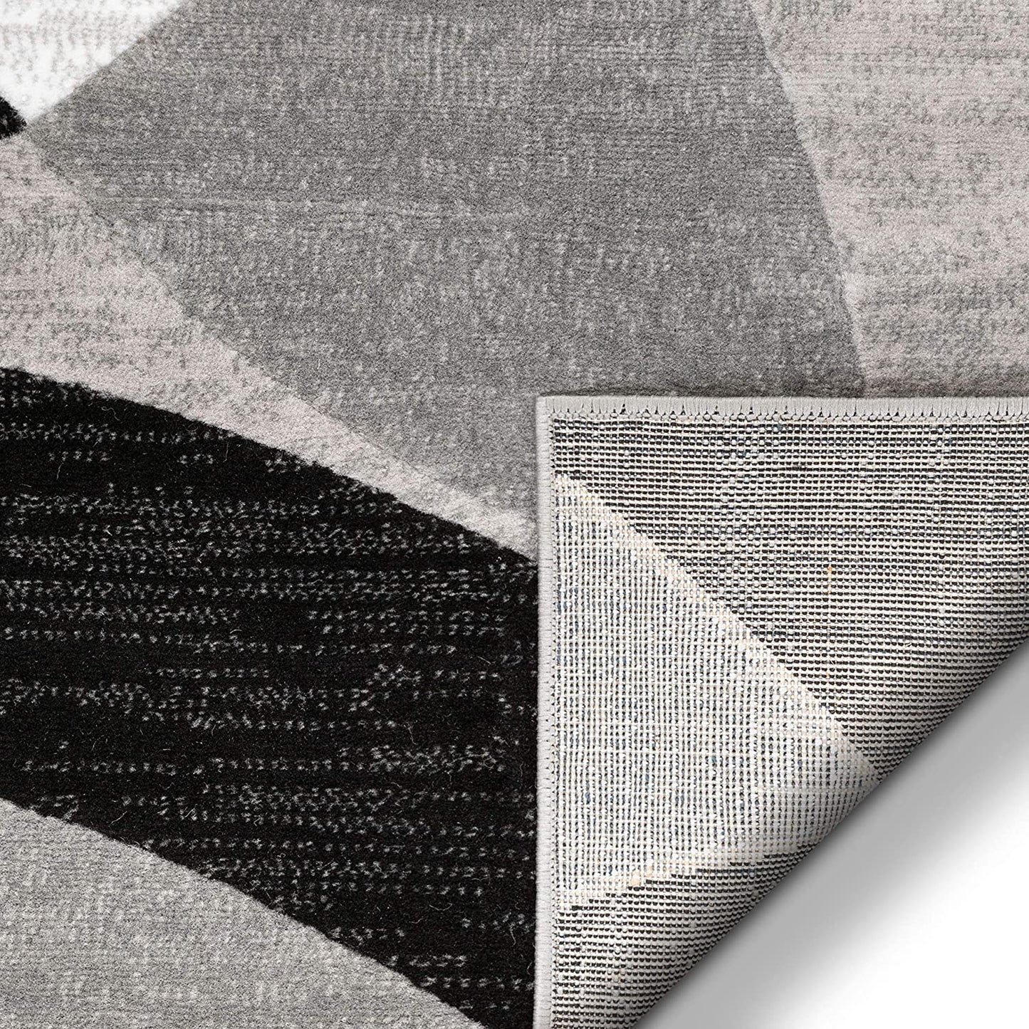 Grey Geometric Modern Casual Abstract Boxes Lines Circles Soft Area Rug