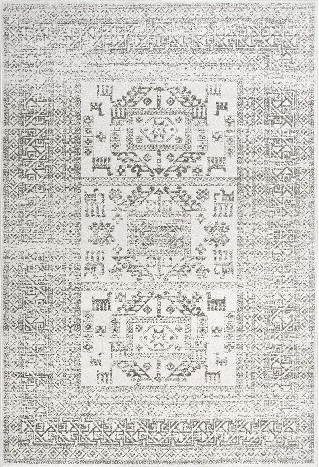 Grey Ivory Bohemian Pattern Soft Area Rugs