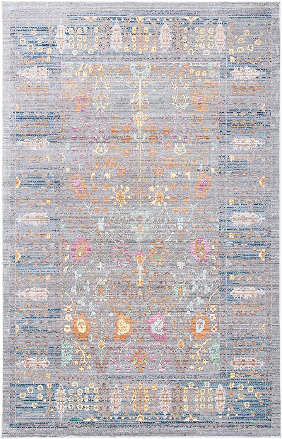 Boho Chic Distressed Area Rug Grey / Multi