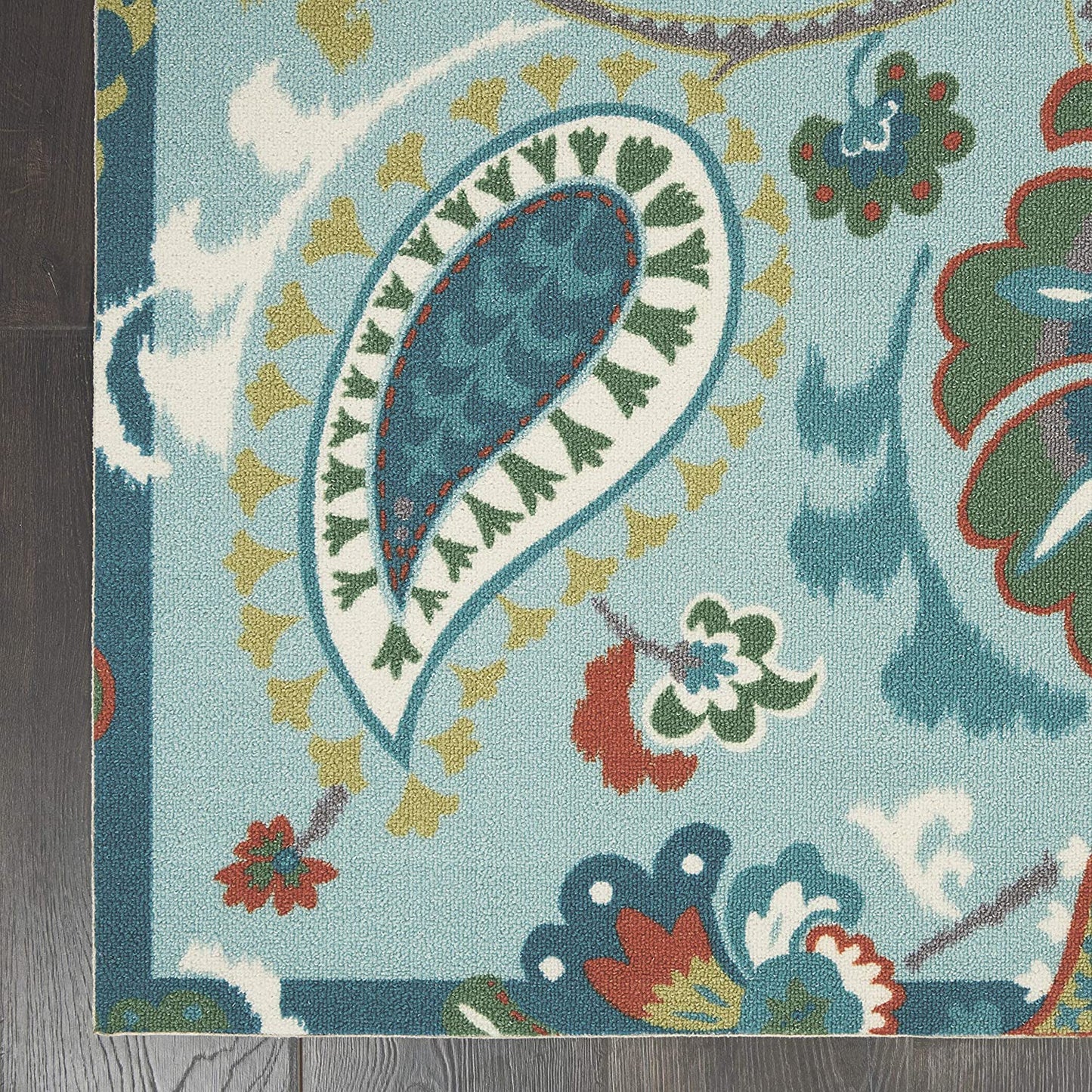 Waverly Sun N Shade Blue Multicolor Beach Indoor-Outdoor Rug Light