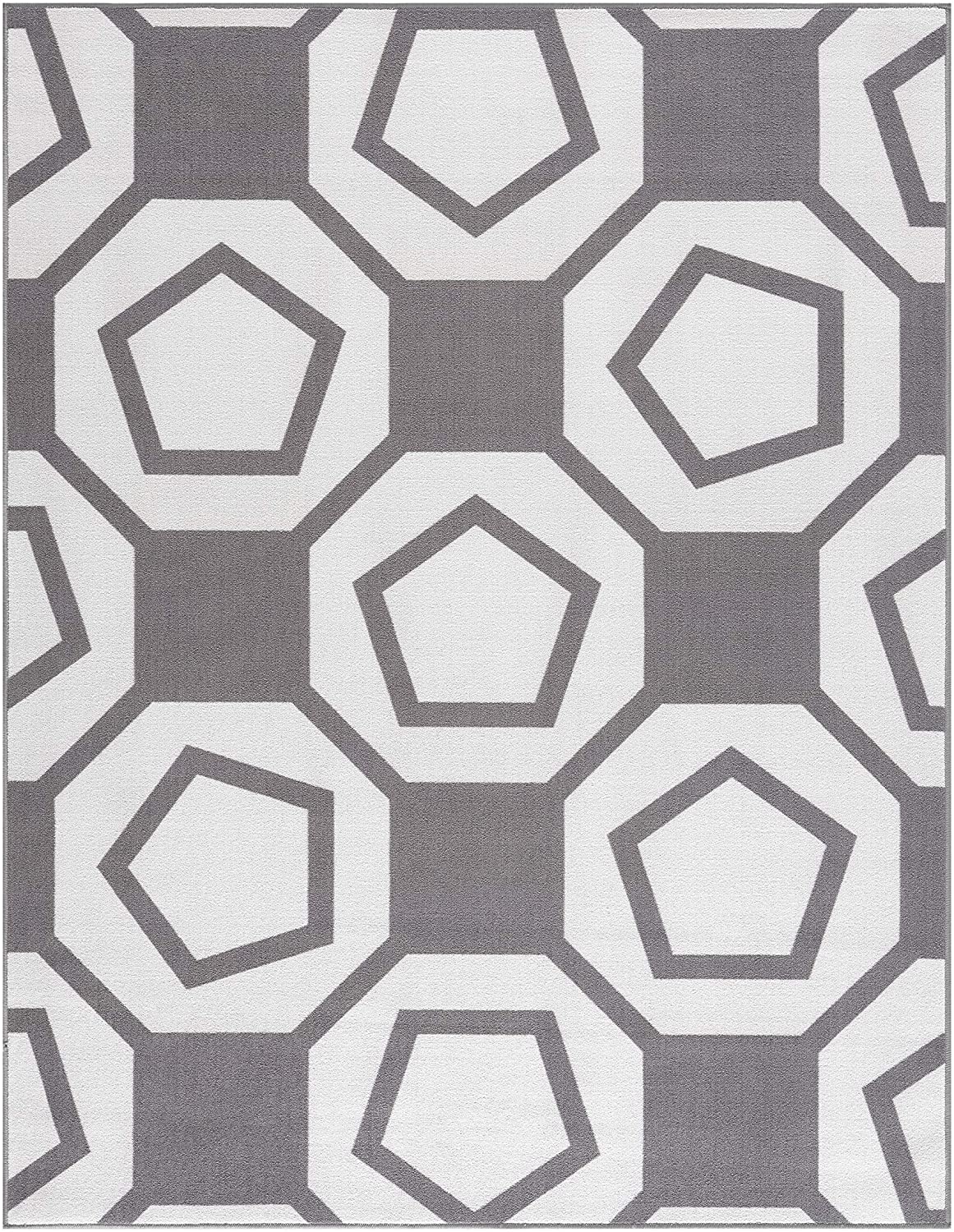 Modern Geometric Grey Non-Slip Area Rug