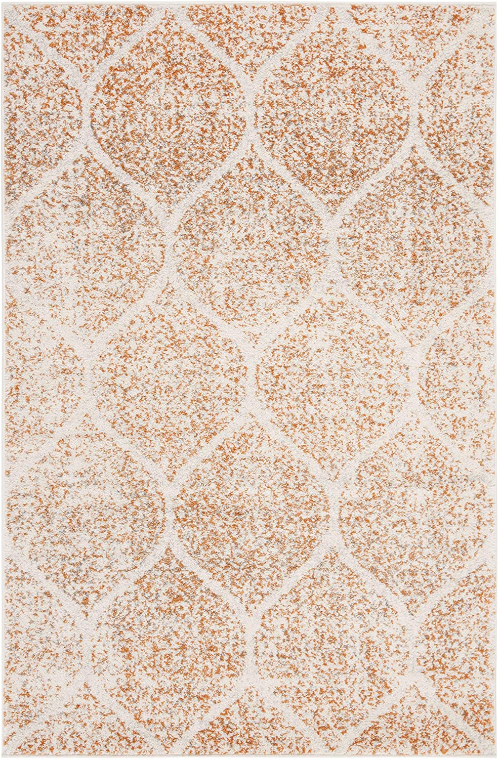 Geometric Trellis Distressed Cream/Orange Soft Area Rug