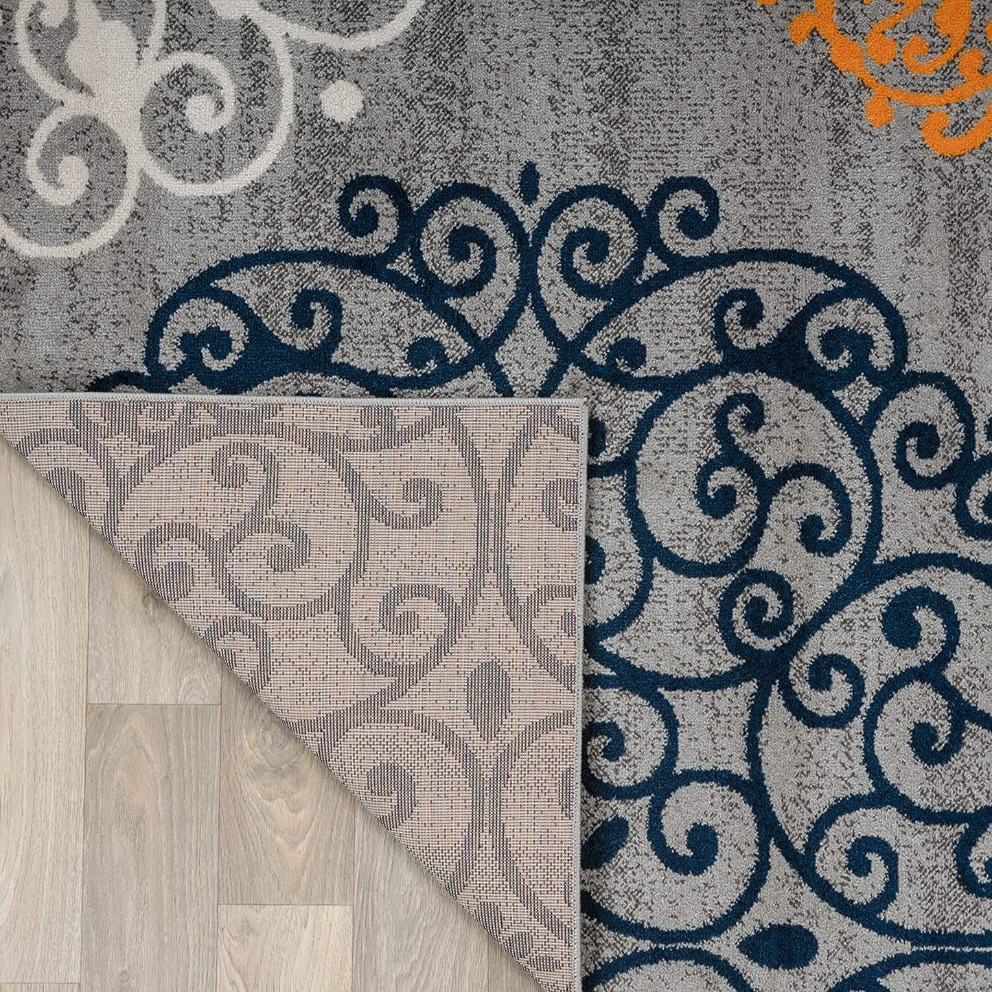 Contemporary Modern Floral Area Rug Black