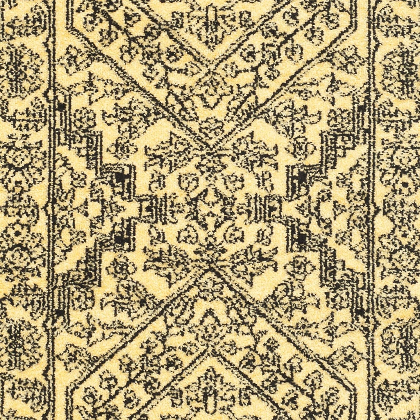 Oriental Vintage Distressed Medallion Gold/Black Soft Area Rug