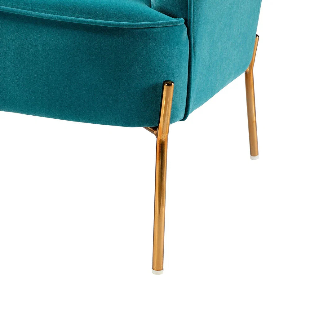 Barbara 43" Contemporary Velvet Loveseat Sofa with Goldtone Metal Legs