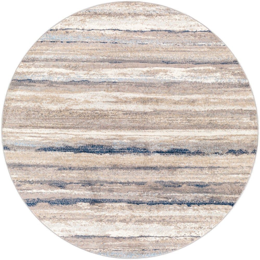 Robin Navy / Taupe Striped Soft Area Rug