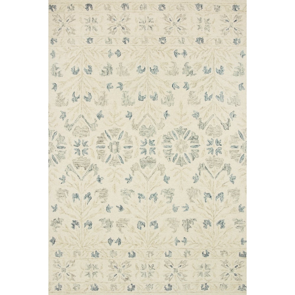 Annabelle Farmhouse Hand-hooked Wool Rug - Ivory/Grey