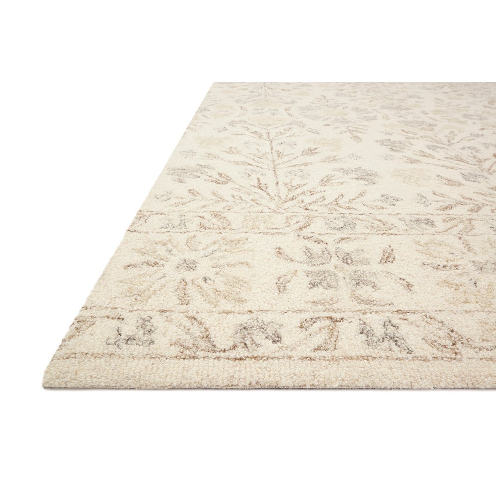 Annabelle Farmhouse Hand-hooked Wool Rug - Ivory/Grey