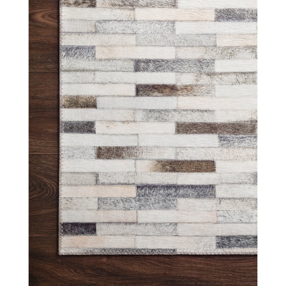Davide Printed Faux Cowhide Area Rug - Ivory/ Grey