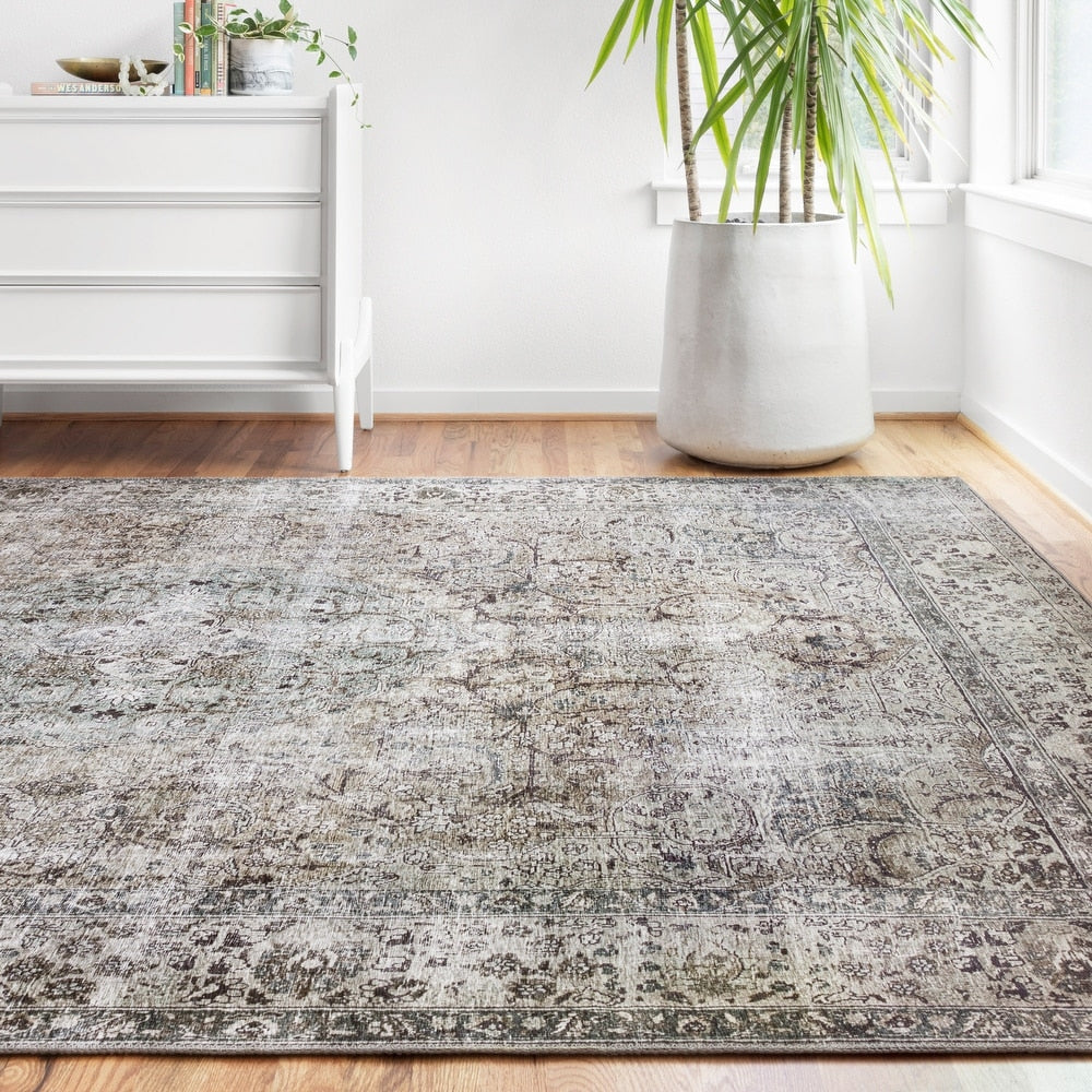 Isabelle Traditional Vintage Border Printed Area Rug
