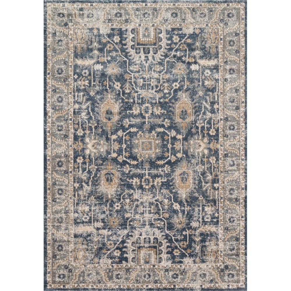 Josefina Ornamental Ironwork Traditional Rug - DENIM / PEBBLE