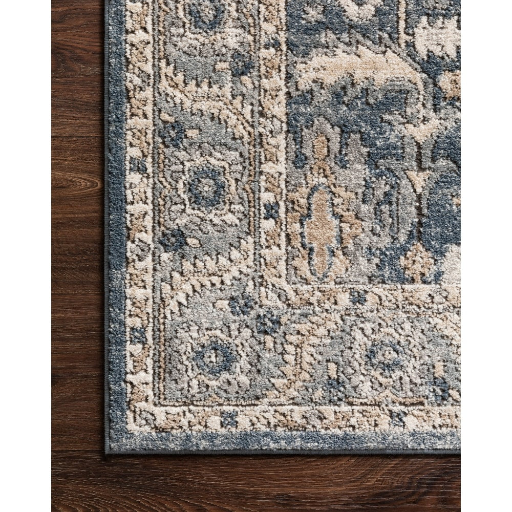 Josefina Ornamental Ironwork Traditional Rug - DENIM / PEBBLE