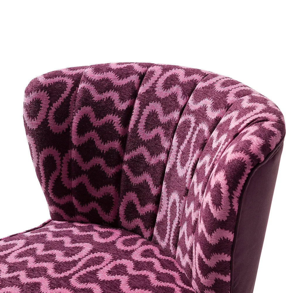 Udine Bold Classical Patterned Tufted Side Chair with Goldtone Legs