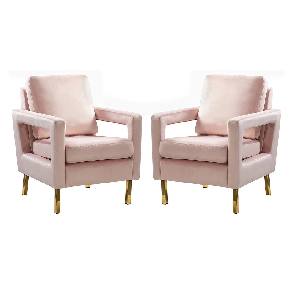 Valentina Modern Upholstered Accent Armchair with Gold Legs Set of 2