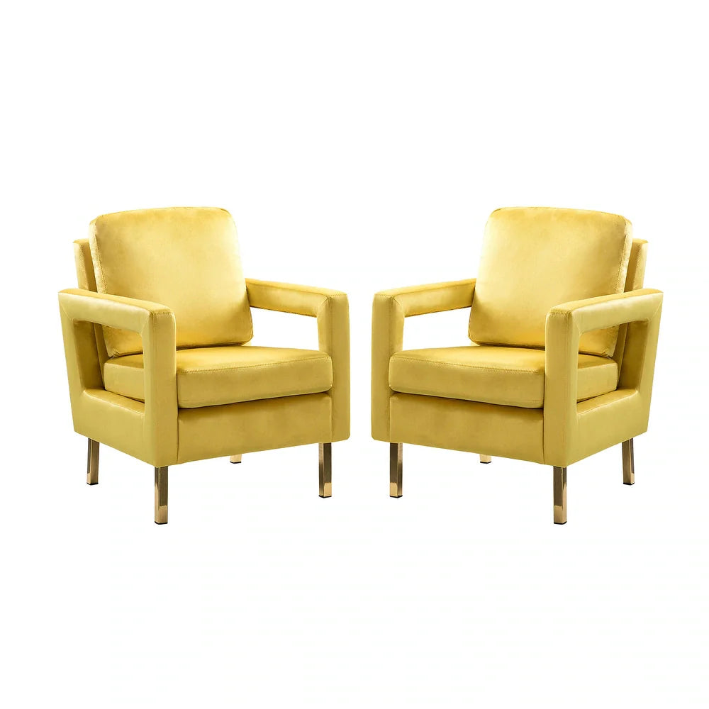 Valentina Modern Upholstered Accent Armchair with Gold Legs Set of 2