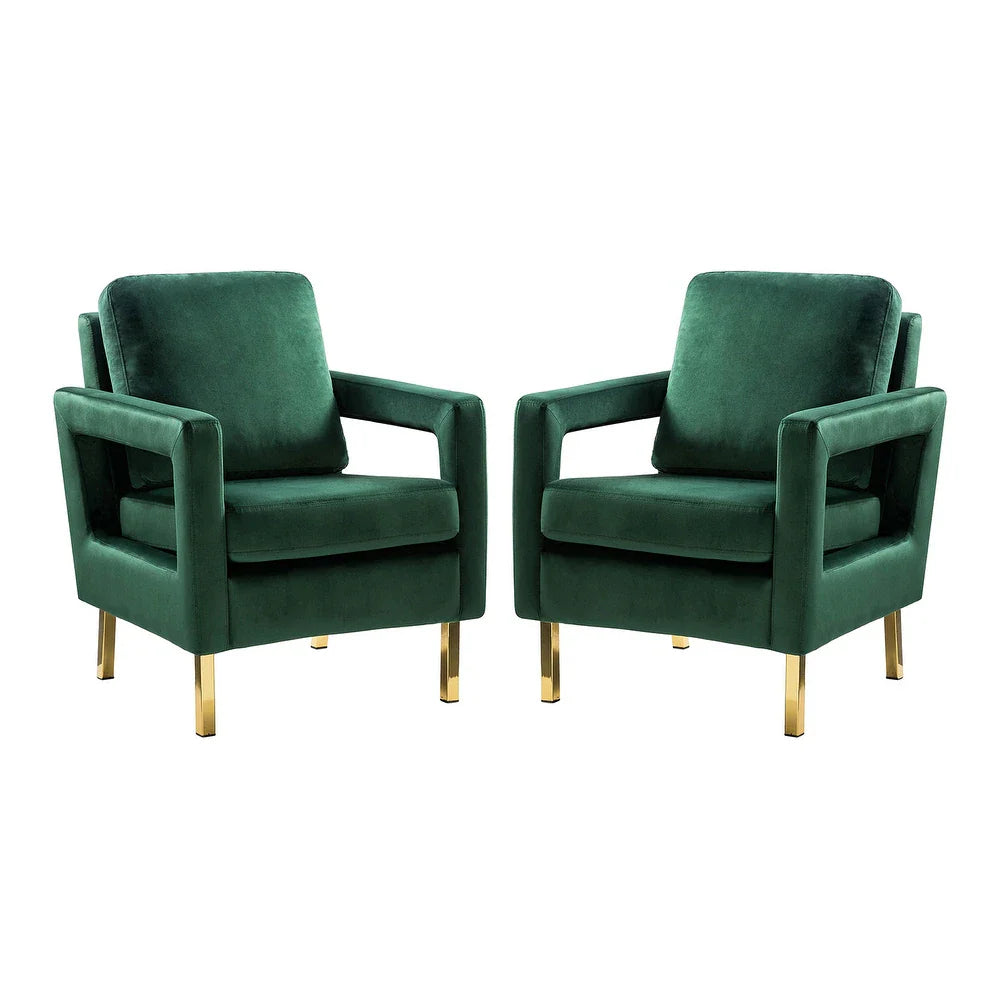 Valentina Modern Upholstered Accent Armchair with Gold Legs Set of 2