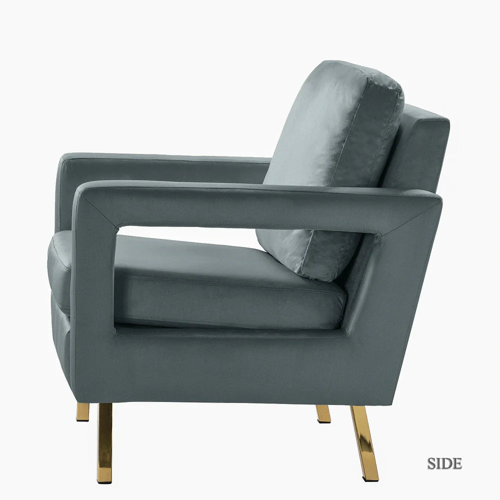 Valentina Modern Upholstered Accent Armchair with Gold Legs Set of 2