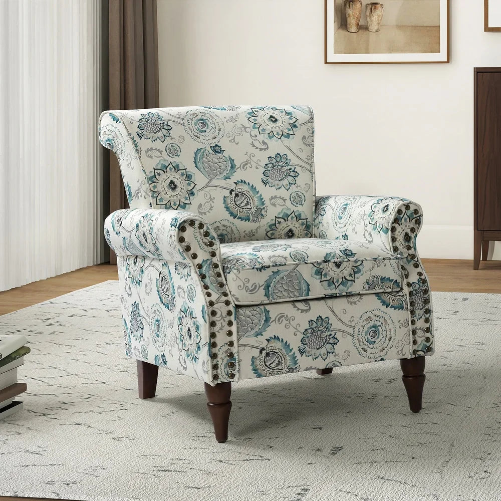 Nyctelius Nailhead Trim Traditional Accent Armchair with Rolled Arms