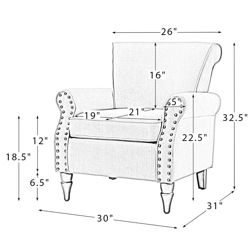 Nyctelius Nailhead Trim Traditional Accent Armchair with Rolled Arms