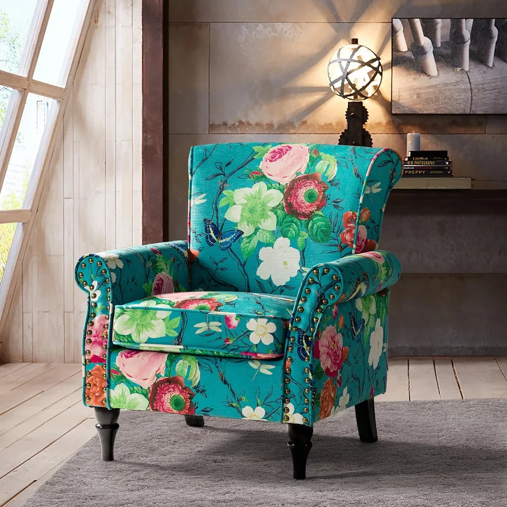 Nyctelius Nailhead Trim Traditional Accent Armchair with Rolled Arms