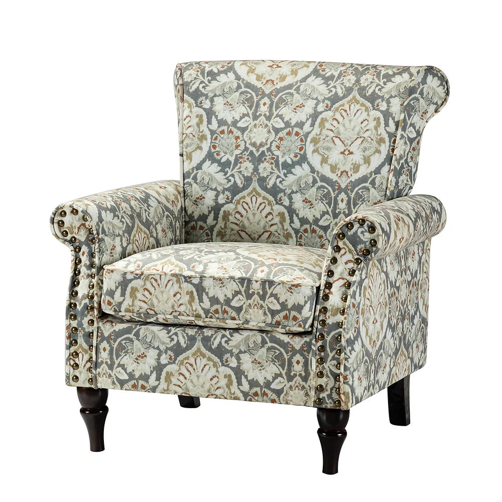 Nyctelius Nailhead Trim Traditional Accent Armchair with Rolled Arms