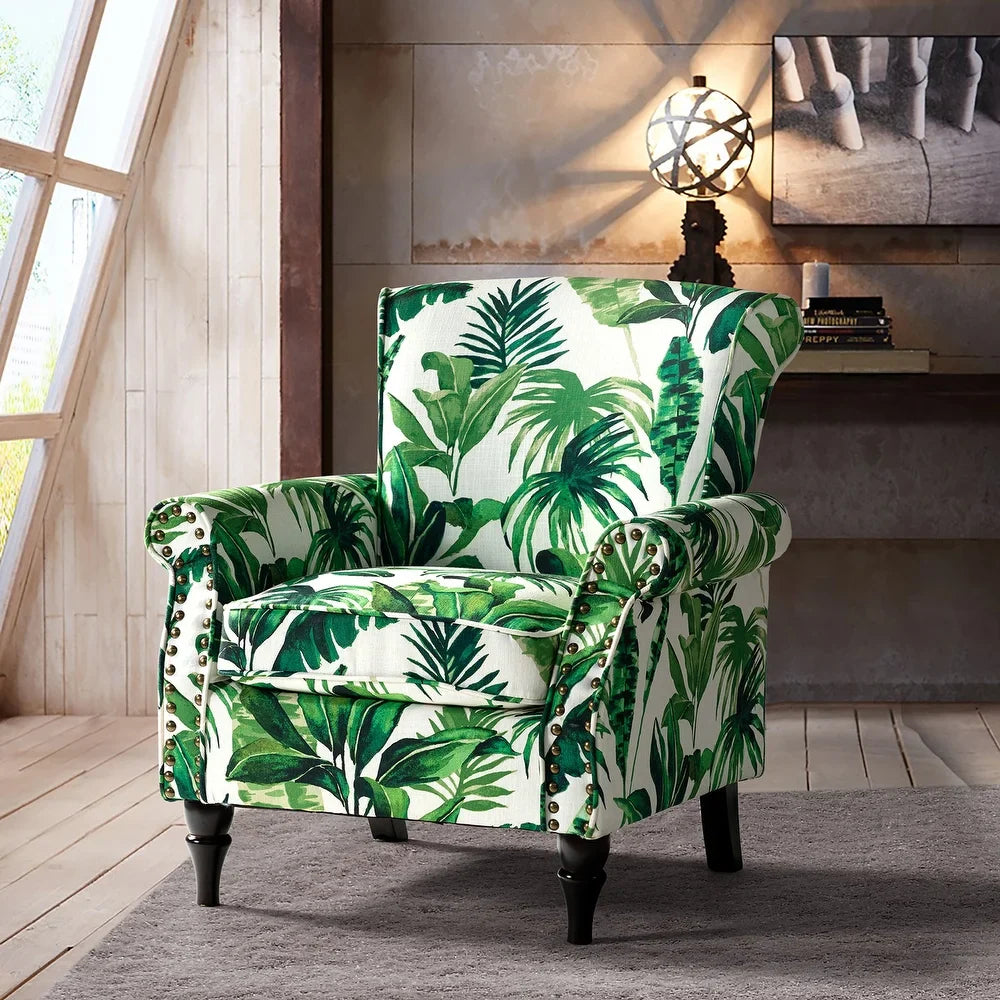 Nyctelius Nailhead Trim Traditional Accent Armchair with Rolled Arms