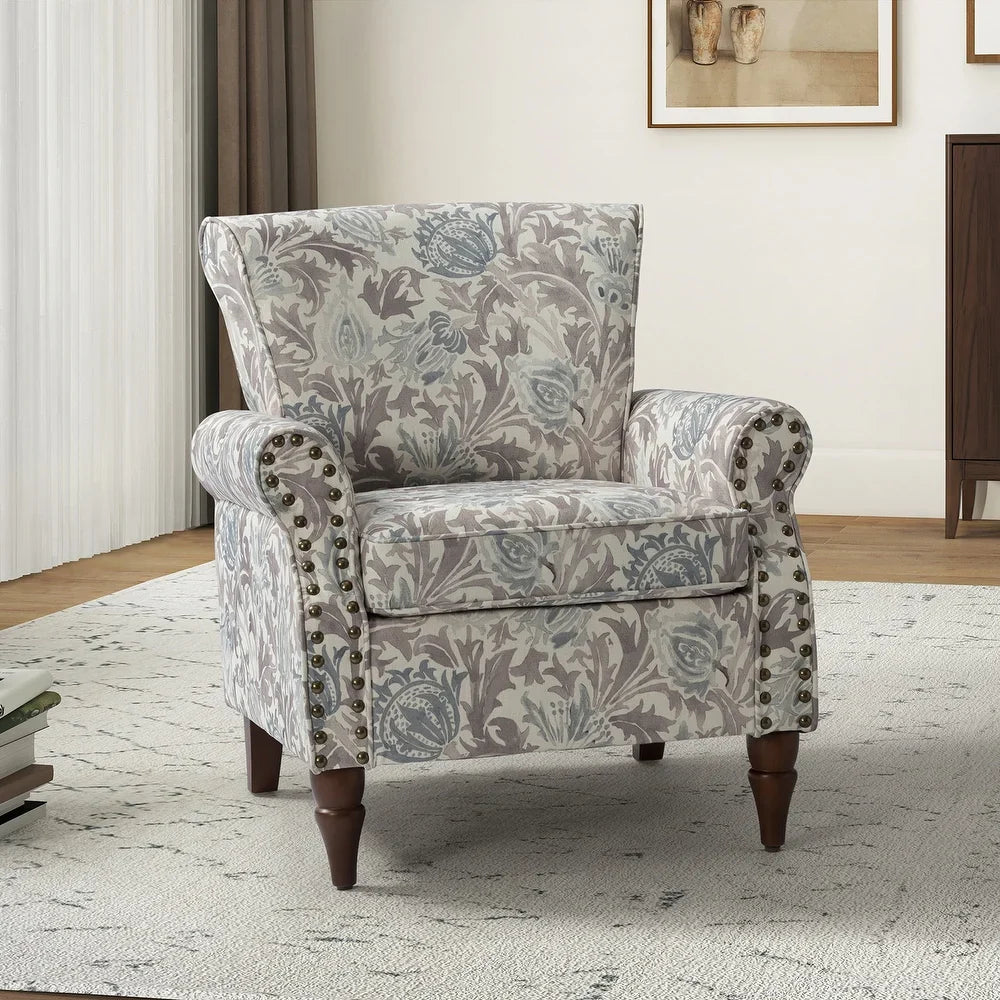 Nyctelius Nailhead Trim Traditional Accent Armchair with Rolled Arms