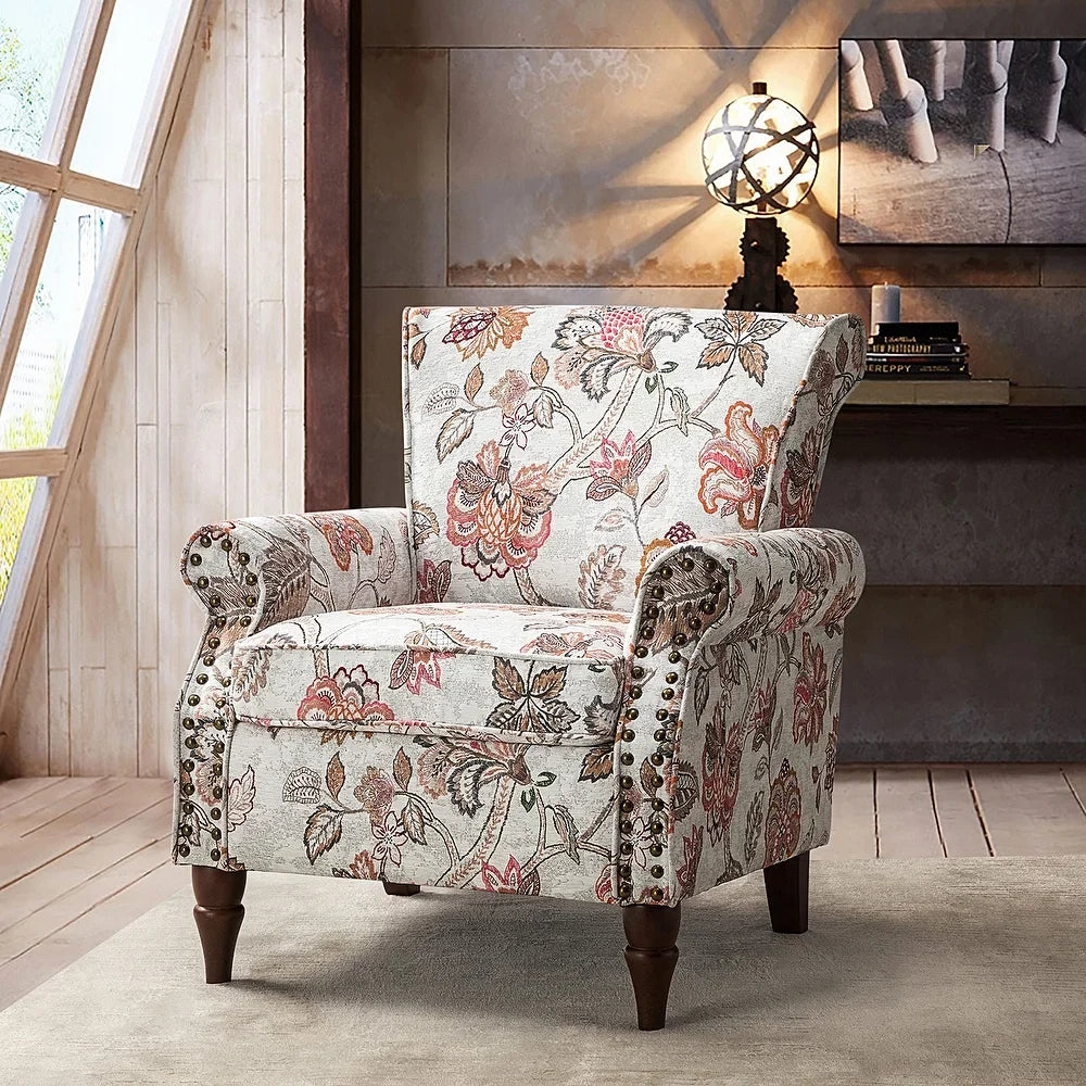 Nyctelius Nailhead Trim Traditional Accent Armchair with Rolled Arms
